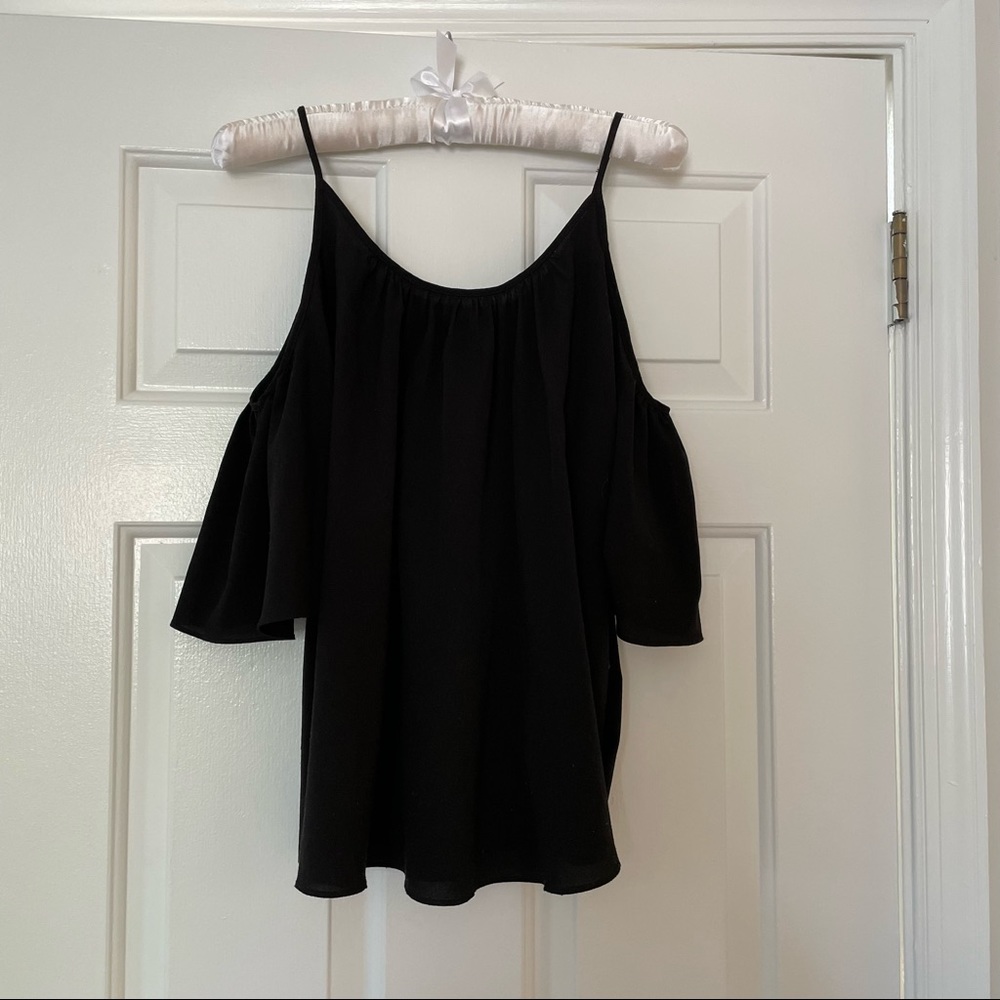 French Connection Cold Shoulder Flowy Silk Top